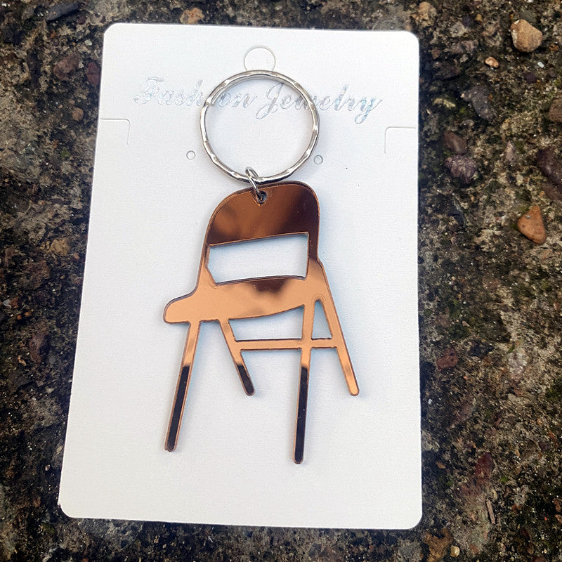 Wholesale Acrylic Leopard Print Mirror Mini Simulation Chair Keychain